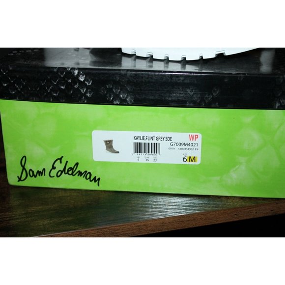 Sam Edelman Kaylie Flint Grey Velour Suede Shearling Women's Boots US 6 NEW - Picture 2 of 5